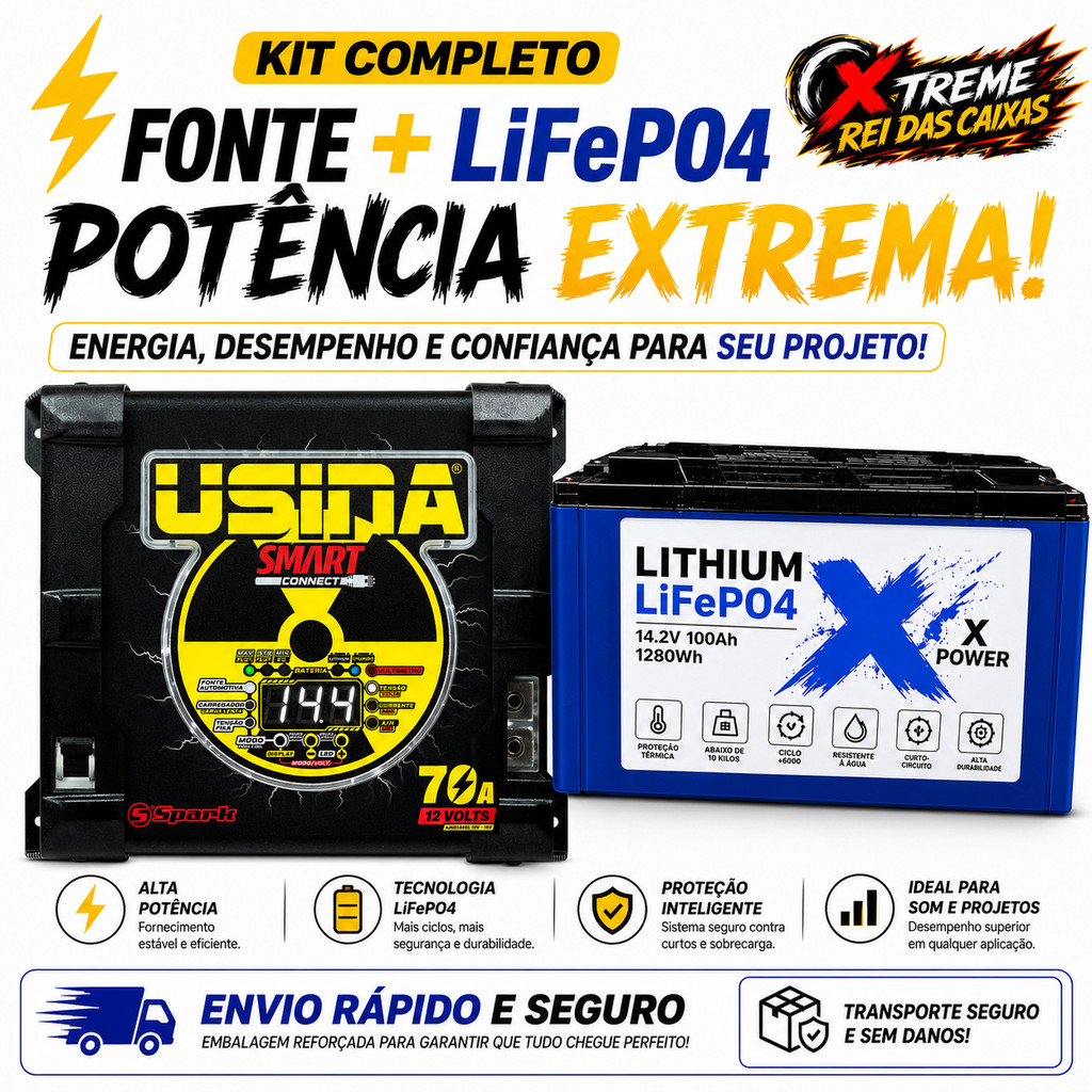 LiFePO4 12V Fonte Usina 70Ah Eficiência, Durabilidade e Alto Desempenho
