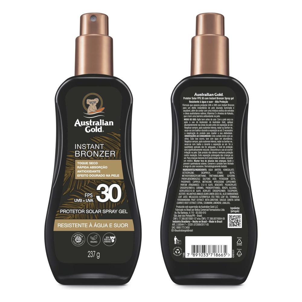 Australian Gold Protetor Solar Corporal Spray Gel Instant Bronzer FPS 30 237g · foto 2
