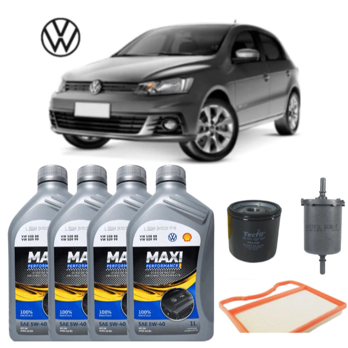 Kit Revisão Volkswagen Gol 1.0 3 Cilindros 2016 em diante 4L 5W40 Sintético API SN