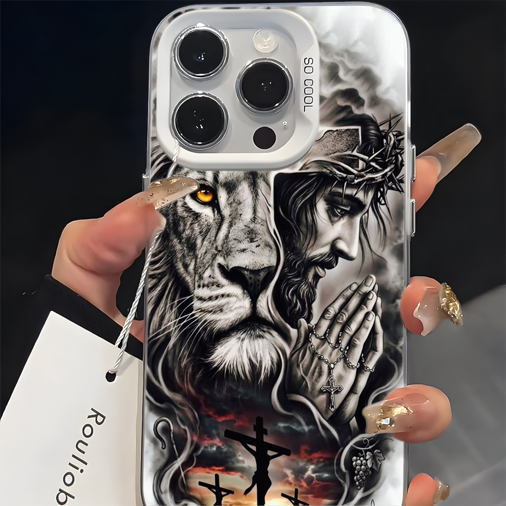 Leão de Judá e Jesus Oração Capinha Capa Para iPhone SE 7 8 14 15 16 Plus XS X X