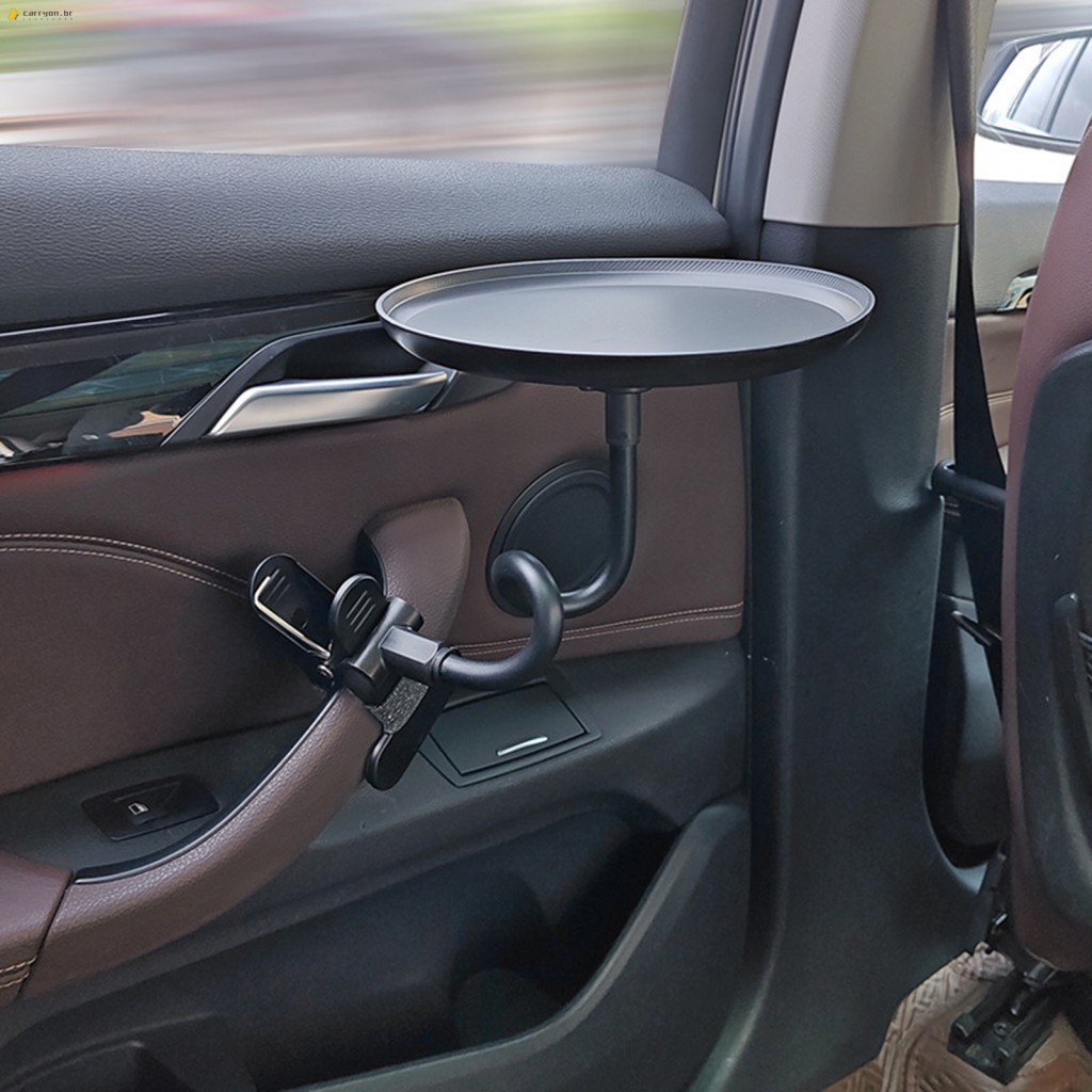 Bandeja Giratória Antiderrapante Para Comida De Carro-Mesa De Lanche Universal Ajustável Bebidas