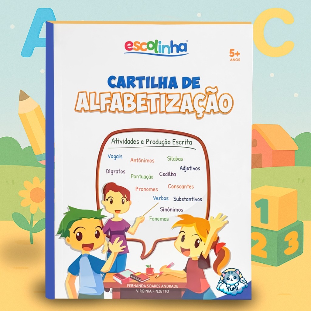 Livro Cartilha de Alfabetização Caligrafia Exercícios Atividades Coloridas