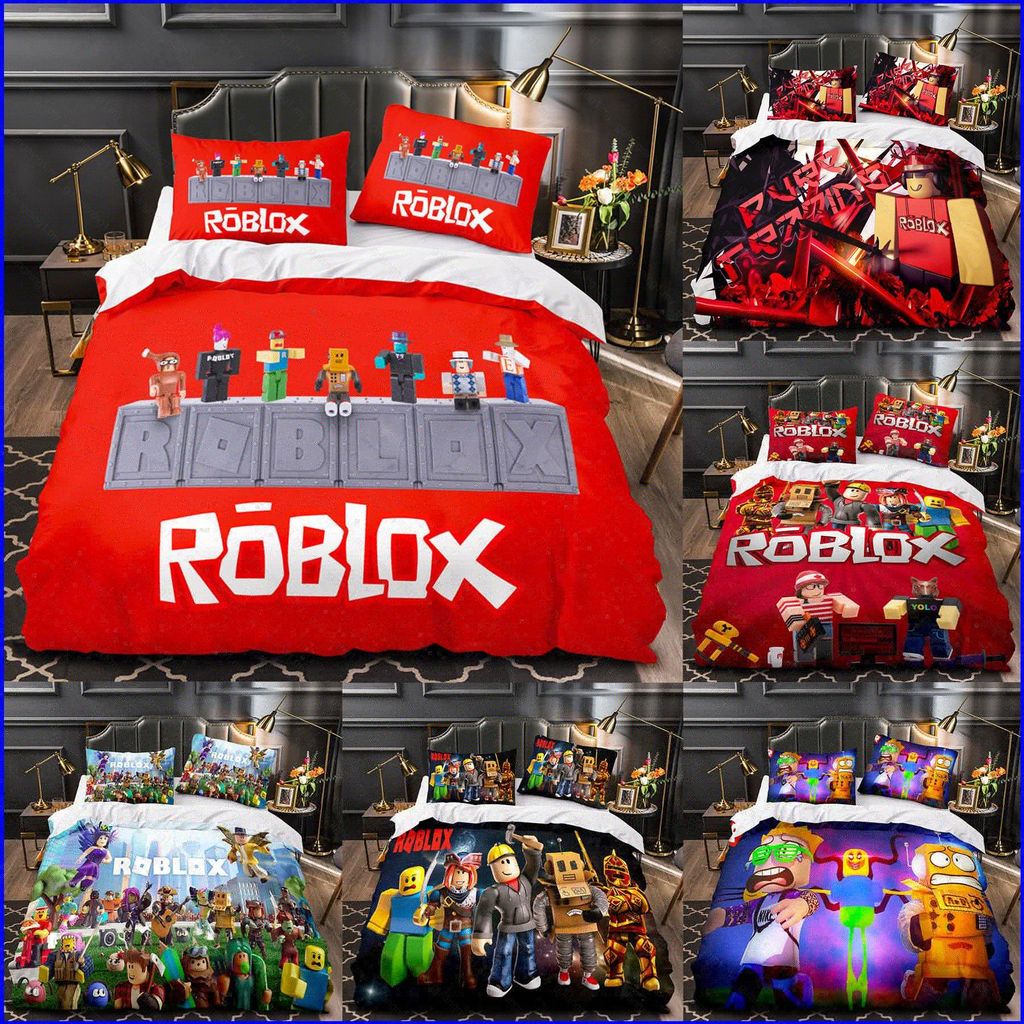 GL Roblox 3IN1 Conjunto De Cama Lençol Capa De Edredão Fronha Dormitório Casa Quarto Lavável Terno
