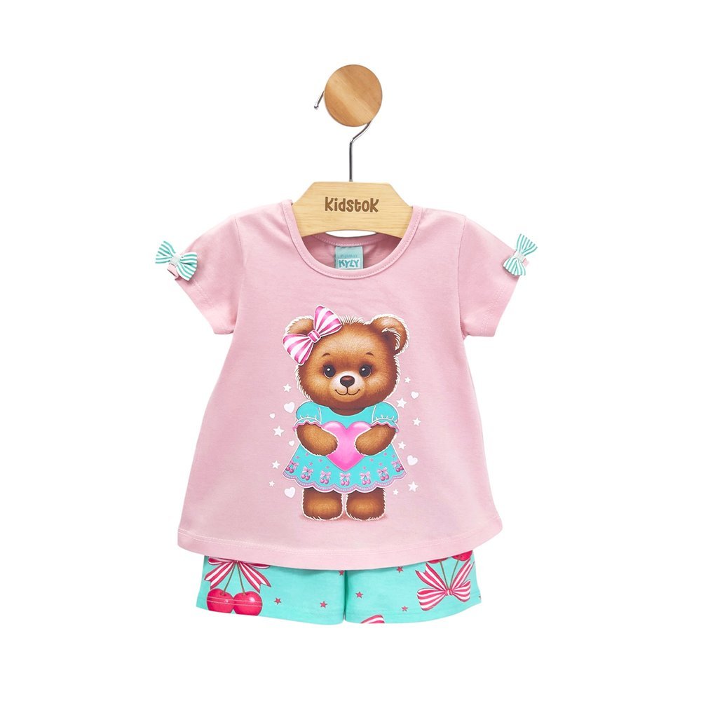 Pijama Menina Manga Curta Ursinha Brilha no Escuro - Kyly