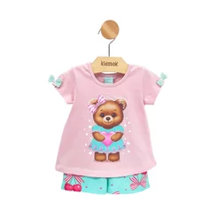 Pijama Menina Manga Curta Ursinha Brilha no Escuro - Kyly