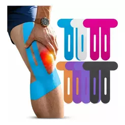 BANDAGEM ELÁSTICA PARA JOELHO FITA ADESIVA ESPORTIVA KINESIO TAPE SUPORTE MUSCULAR RESPIRÁVEL