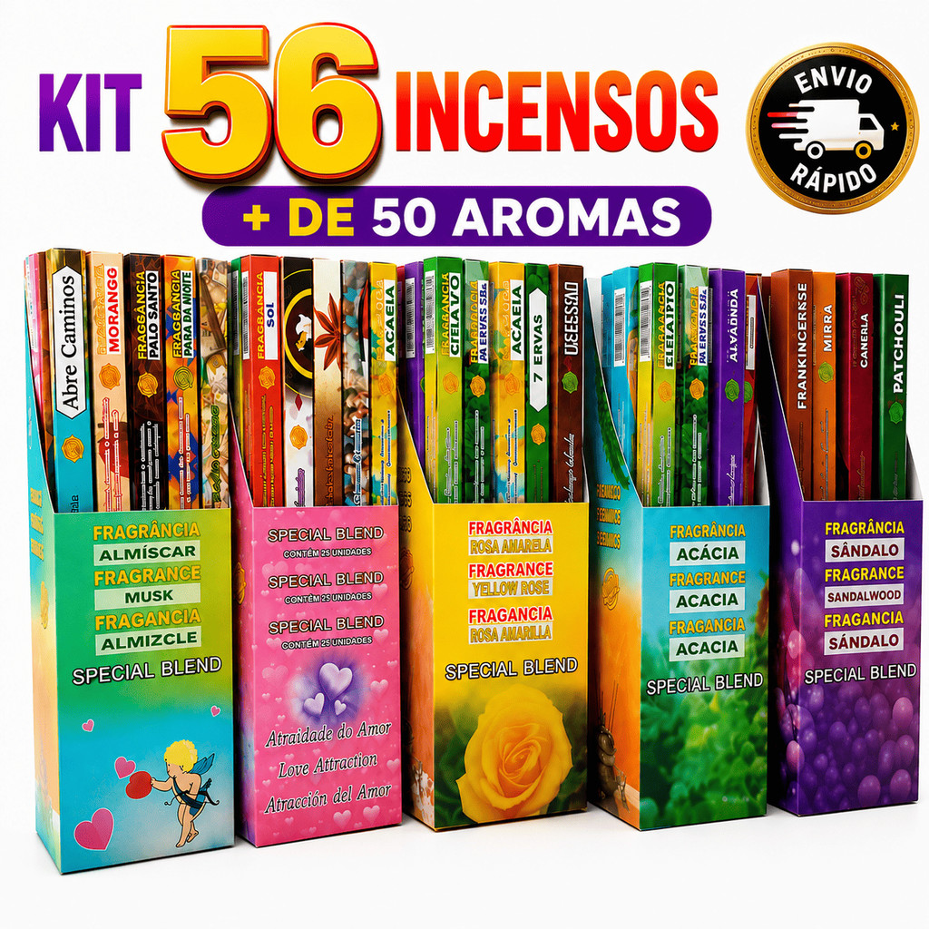 Imagem Incenso 100% Natural Sortidos com 56 incensos 7 Caixinhas