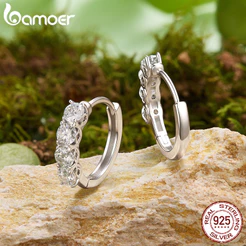 Brincos De Argola De Prata Esterlina 925 Bamoer Lucky Moissanite Joias Presentes Para Mulheres