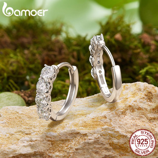 Brincos De Argola De Prata Esterlina 925 Bamoer Lucky Moissanite Joias Presentes Para Mulheres