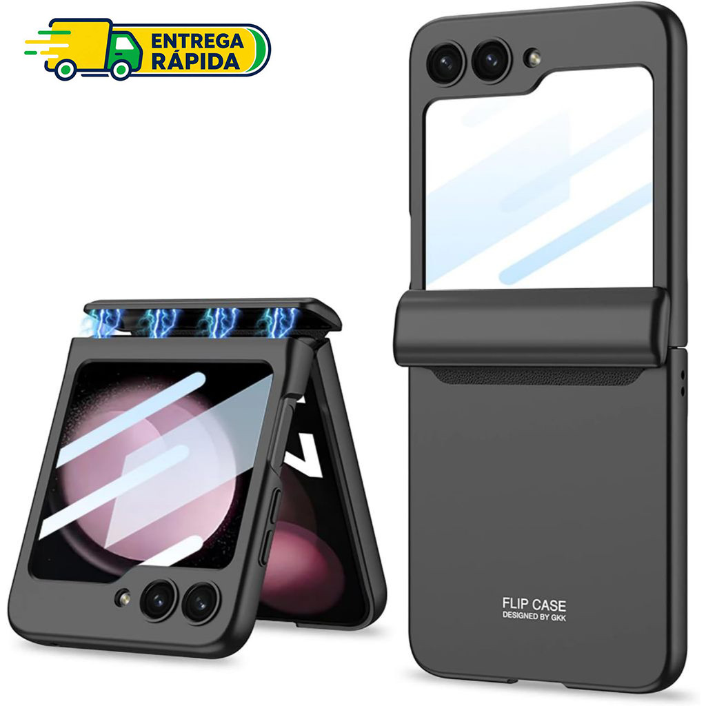 Capa magnética para Galaxy Z Flip 7 - Proteção 360°, película e protetor de lent