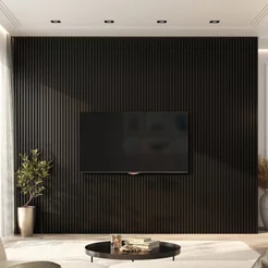 Painel Ripado de PVC 6 Barras de 2,70MX15CM (2,43m²) Bariri Preto