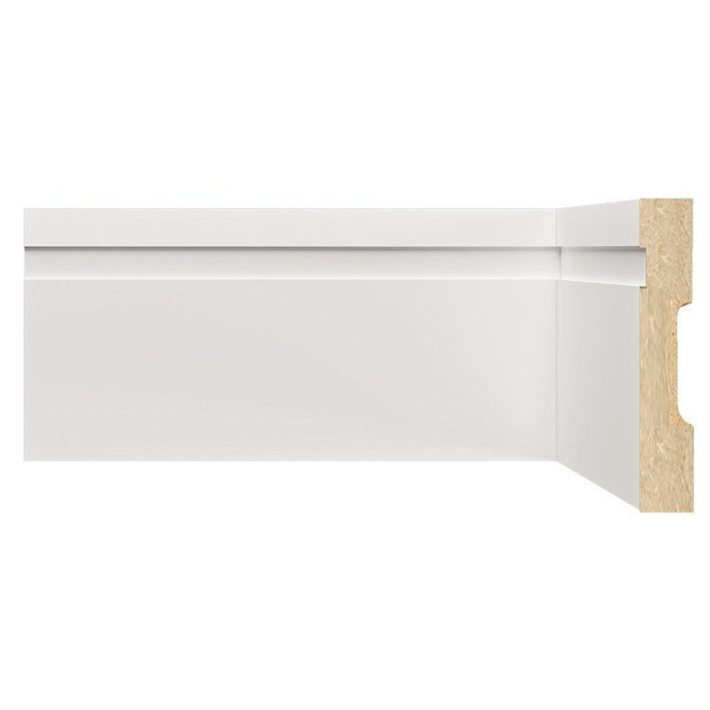Kit Rodapé MDF 15 Barras Frisadas de 10CMX1,80m Rende 27m Branco/Frisado Moldufama Branco Frisado