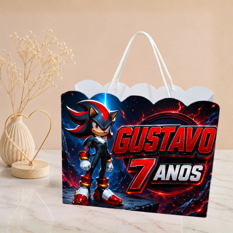 Sacolinha Sonic Shadow, Personalizado | Sacolinha | Mimos | Lembrancinha | Aniversário  Bolofofo PEGUE E MONTE