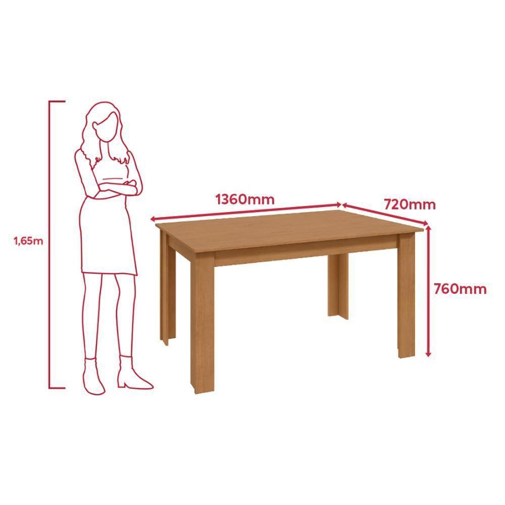 Conjunto Sala de Jantar Easy Line 4 Lugares Tampo MDP Cadeiras Linho Amêndoa 136CM Móveis Lopas — imagem 2 de 2
