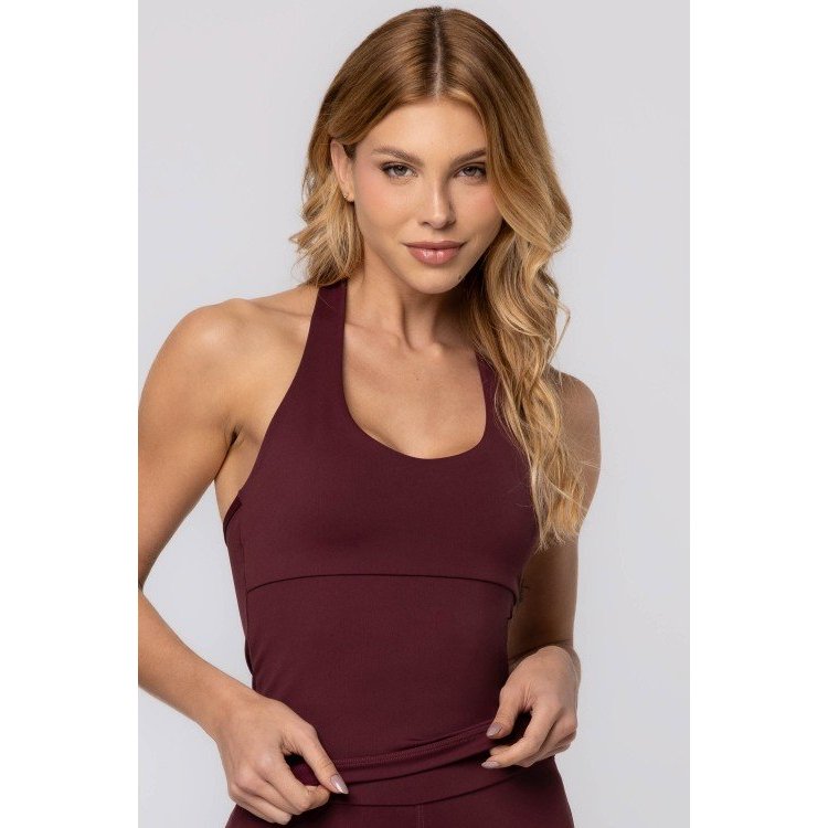 Blusa Frente Única em Poliamida Puresense Vinho Garnet