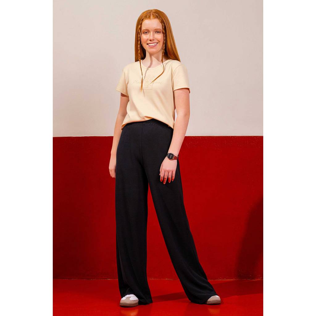 Calça Juvenil Menina Wide Leg Canelada Beats Preto