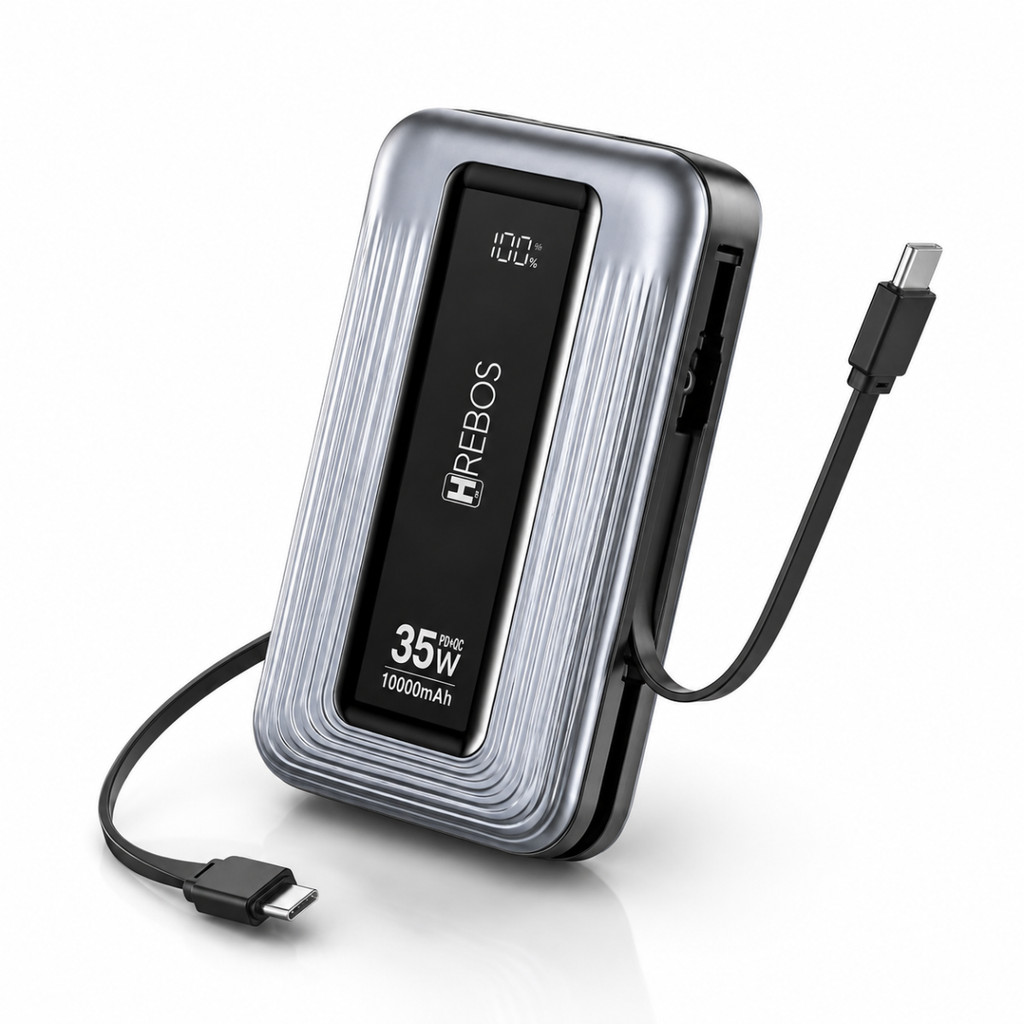 Power Bank 10000mAh 35W PB-961 Carregador Portátil Tipo C Lightning Display Digital