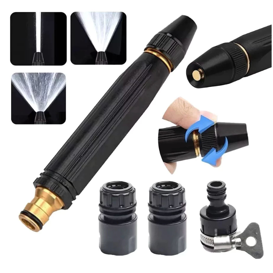Kit 3 Em 1 Bico Alta Pressão Para Mangueira + Conector Top