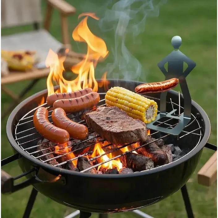 Espeto de Aço Inox Cowboy para Linguiça Acessório Divertido para Churrasco