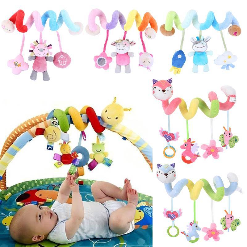 Infantil Espiral De Pelúcia Pendurado Brinquedo Para Carrinho Berço Sensorial Chocalho Mordedor Desenvolvimento Aprendiz