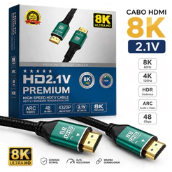 Cabo HDMI 2.1 de 10 Metros 8K 60Hz 4K 120Hz 48Gbps HDR ARC Premium