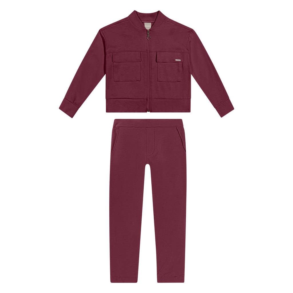 Conjunto Infantil Menina Com Bolso Colorittá Bordô