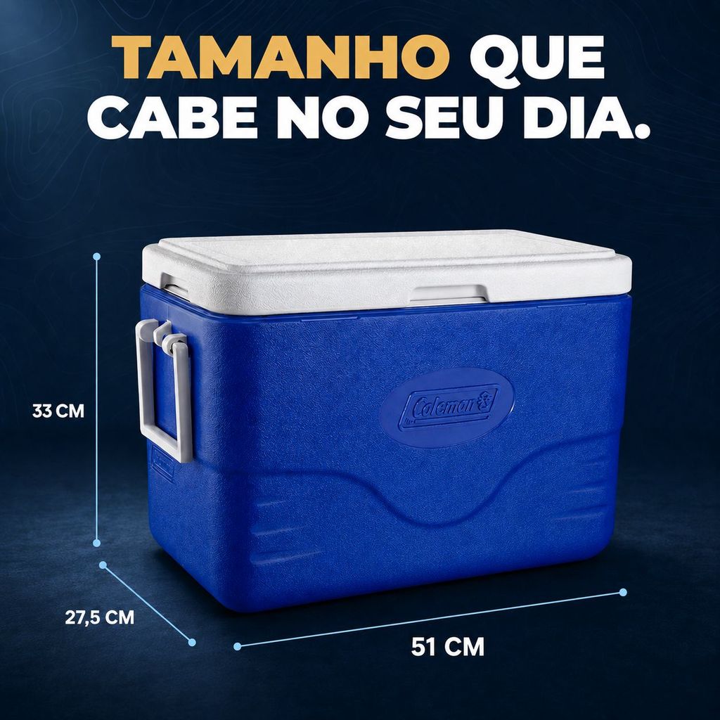 Caixa Térmica 26,5 Litros 28QT Coleman Cooler Termico Pequena Azul Com Alça Pescaria Praia Camping — imagem 2 de 2