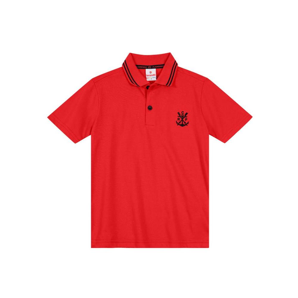 Camiseta Polo Unissex Flamengo Infantil Brandili Vermelho