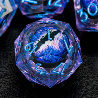 Dados de Resina D20 Dnd, Dados Olho de Dragão com Núcleo Líquido, Conjunto de Dados Poliédricos Coloridos com Bordas Afi