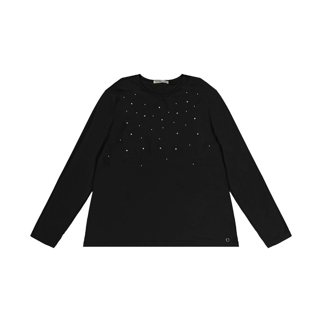 Blusa Plus Size Feminina Manga Longa Secret Glam Preto