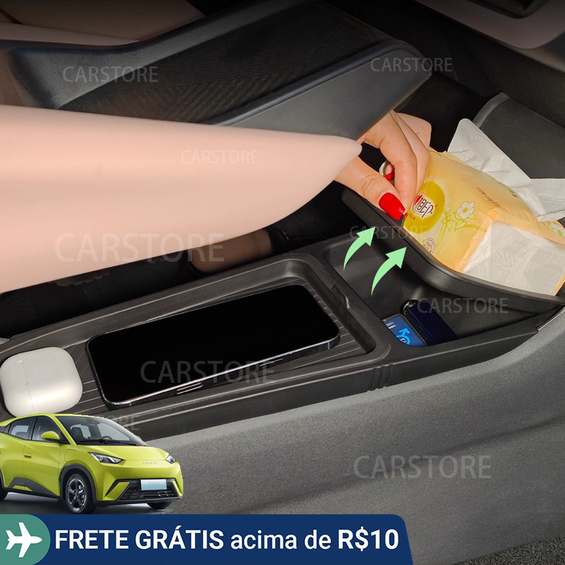 Para BYD Dolphin Mini, Caixa de Armazenamento para Console Central em TPE de Dupla Camada, Acessórios de Cobertura Total