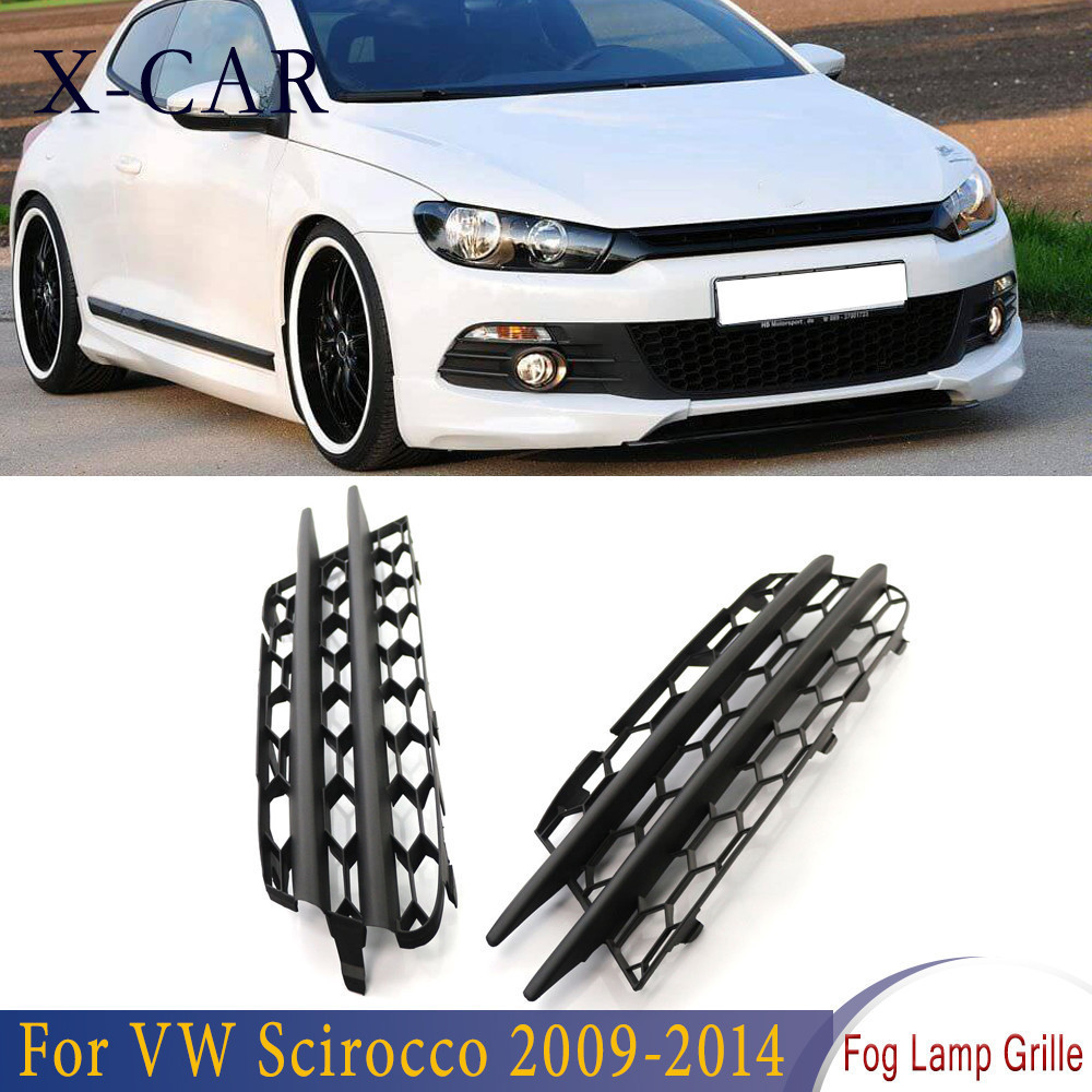 X-CAR Grade Preta Da Lâmpada De Nevoeiro Para VW Scirocco 2009-2014 Esquerda Direita Favo De Mel Amortecedor Dianteiro C