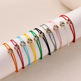 Simples pulseira de três anéis estilo casal ins ajustável corda trançada pulseira versão de alta qualidade jóias na moda