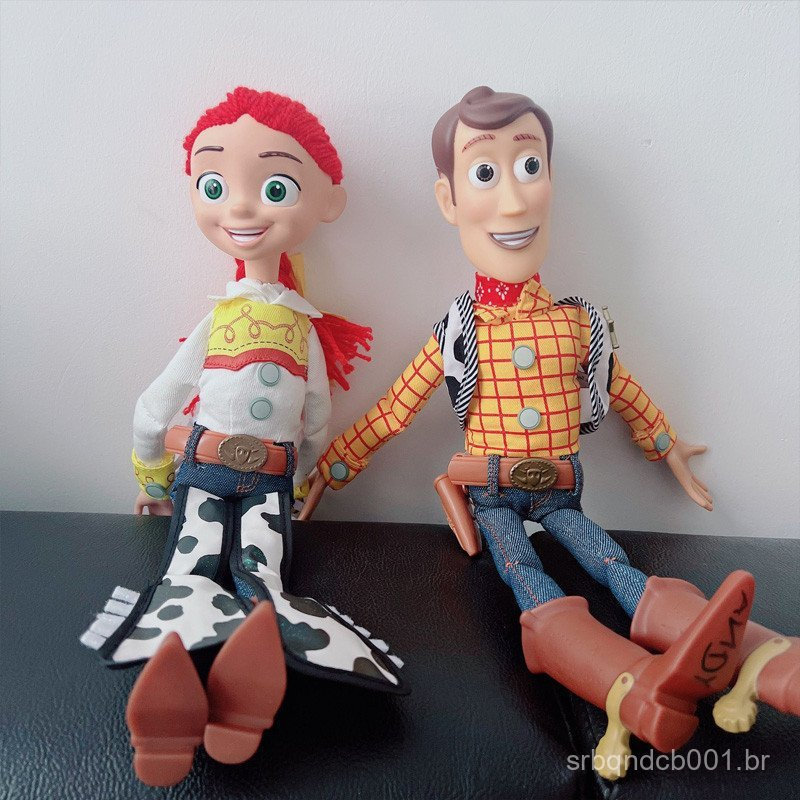 Figuras de Ação Falantes de 40cm "Toy Story 4" - Sheriff Woody, Buzz Lightyear, Jessie, Rex - Figuras Decorativas Coleci