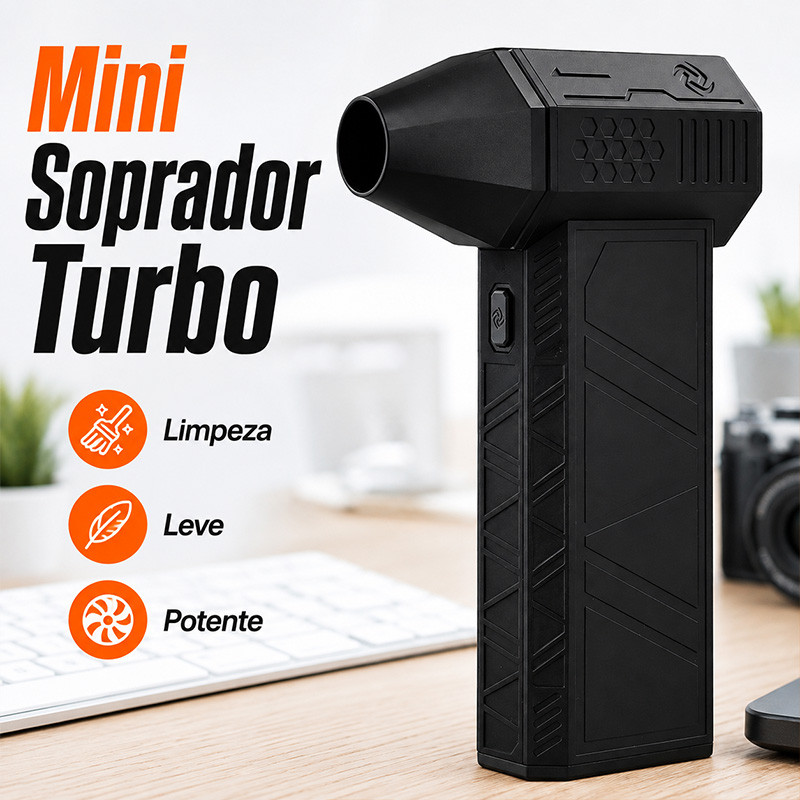 Soprador de Ar Turbo Portátil Sem Fio 130000 Rpm Recarregável Alta Potência para Limpeza