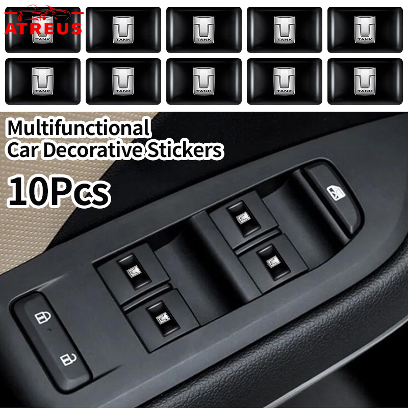 10 Pçs GWM Tank Adesivo Logo Carro Quadrado 3D 10x18mm Decorativo Para GWM Tank 300 Tank 500