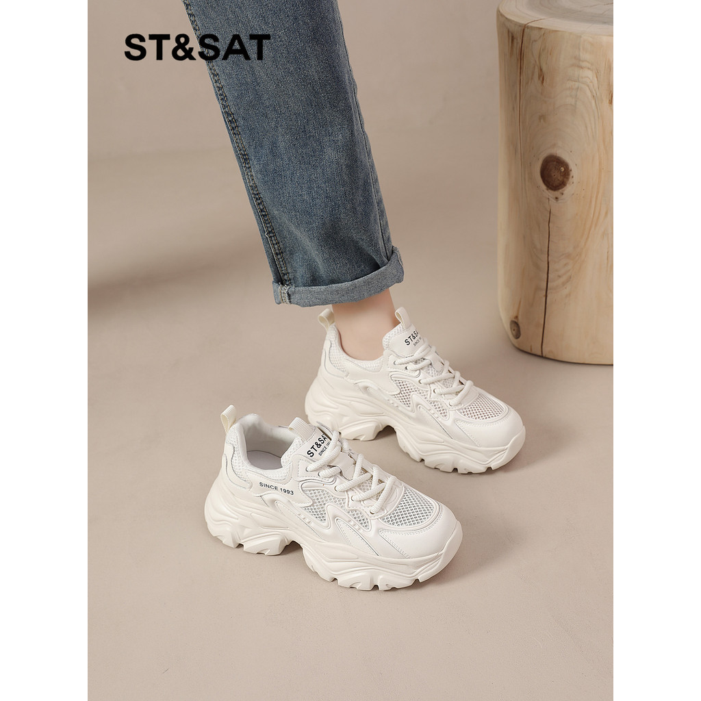 Sábado cor sólida papai sapatos femininos estilo verão 2026 novo estilo sapatos de malha feminino malha sapatos casuais