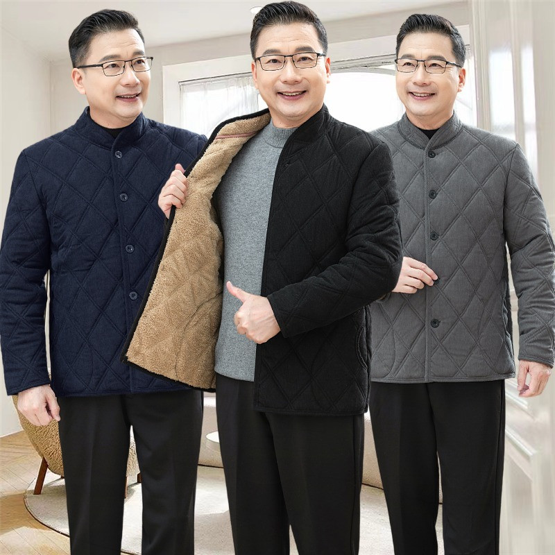Pai masculino de meia-idade usa roupa íntima térmica vovô roupas acolchoadas de algodão roupas de inverno de meia-idade