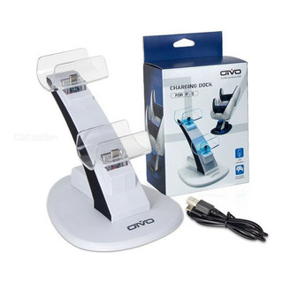 Suporte Base Dock Carregador Para 2 Controles Com Led Ps5