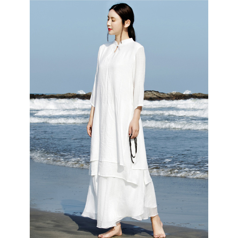Estilo chinês zen roupas de chá roupas de trabalho Tai Chi roupas femininas primavera outono zen roupas Layman roupas Ha