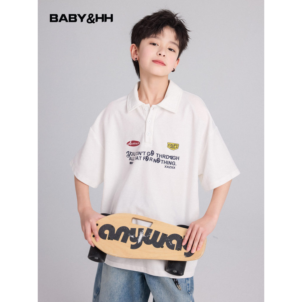 Meninos verão estilo coreano camisa Polo esportes branco de manga curta camiseta 2026 novo estilo crianças meninos gelo 