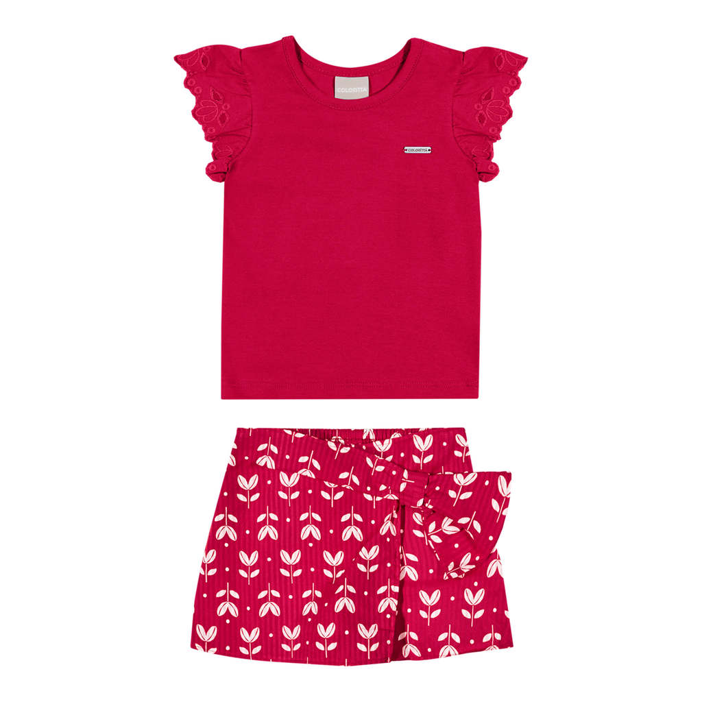 Conjunto Infantil Menina Tulipas Colorittá Vermelho