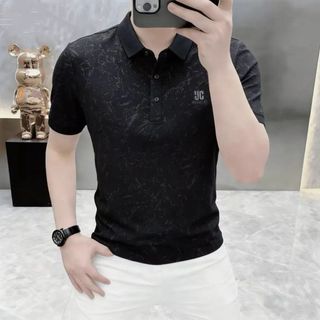 Spot Verão Nova Camiseta Masculina De Manga Curta Solta Grande Camisa POLO De Meia-Idade Cor Sólida Top Pai Wear 26.8.28