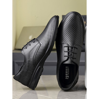 Dunuo Benny Sapatos De Couro Oco Masculino Verão Respirável Fino Camada Superior De Couro De Negócios Sandálias Casuais 