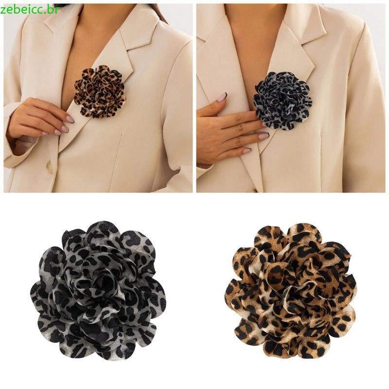 zebeicc Elegante Leopardo Padrão Flor Clipe Broche Na Moda Acessórios Femininos Artesanal Acessório De Roupas Para Uso C