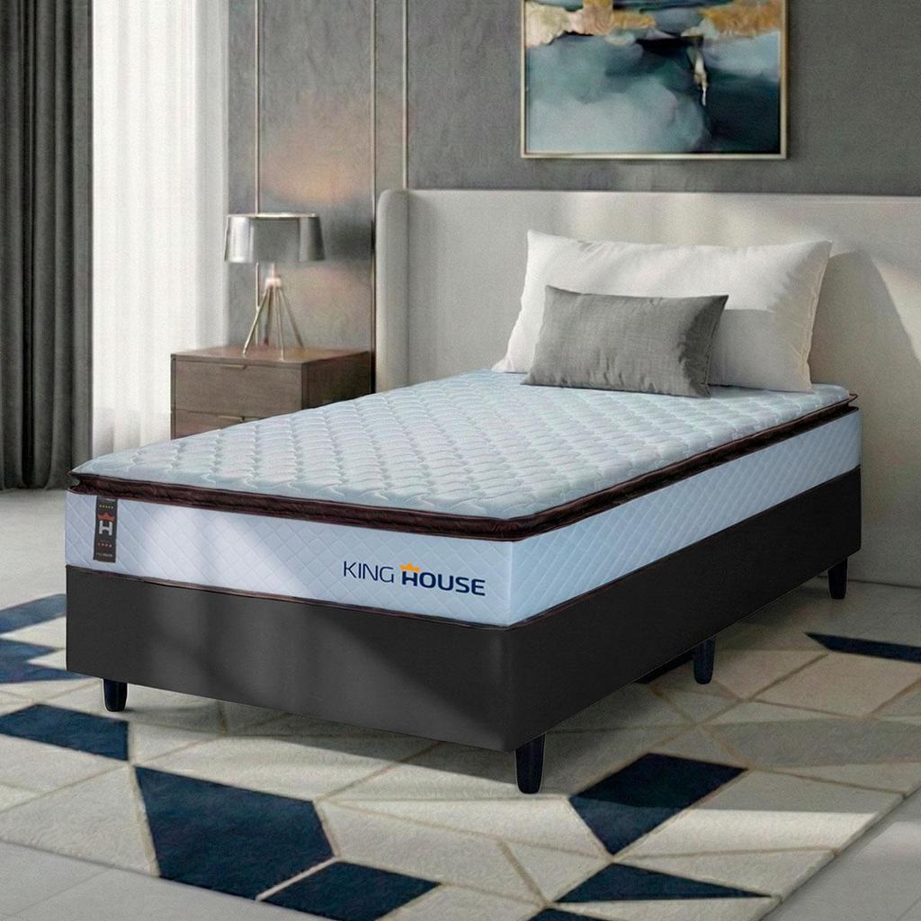 Conjunto Cama Box Espuma San Diego Branco Solteiro 96x203x67