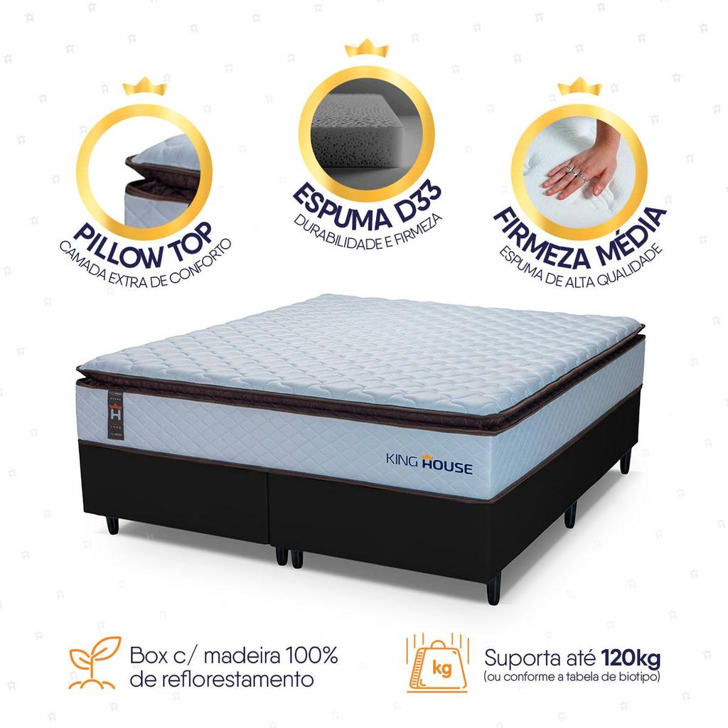 Conjunto Cama Box Espuma San Diego Branco King 193x203x67 · foto 2