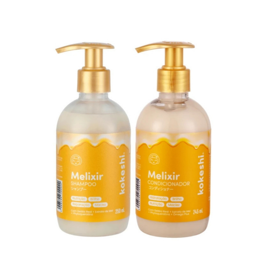 Kit Melixir Kokeshi Shampoo 250ml + Condicionador 245ml - Geleia Real, Extrato de Mel, Phytoqueratina + Ômega Plus