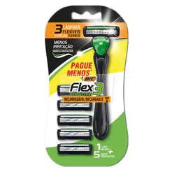 Barbeador descartável Flex3 Hybrid Sensitive recarregável Preto + 5 lâminas Bic