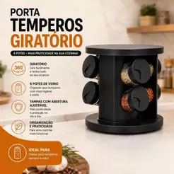 Porta Temperos Giratório 360° com 6 Potes